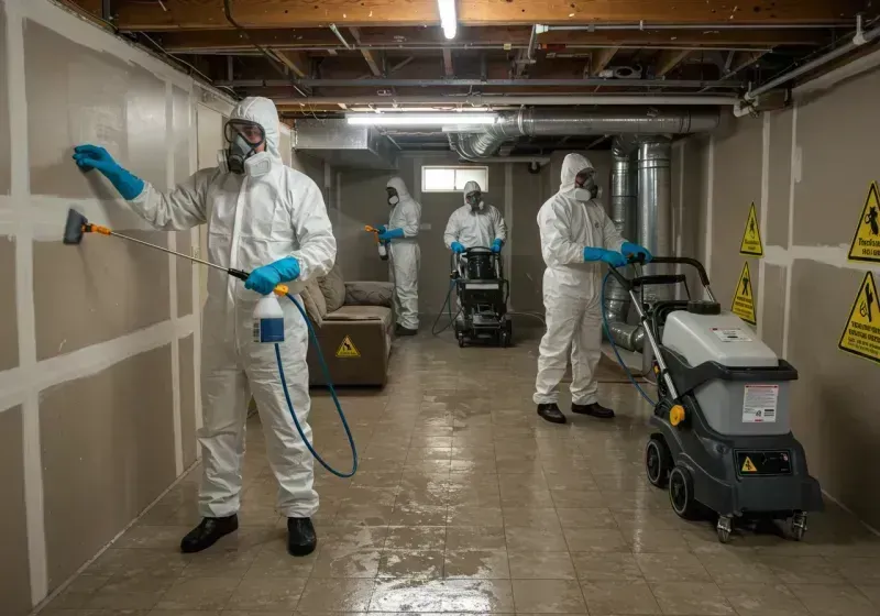 Basement Moisture Removal and Structural Drying process in Hasbrouck Heights, NJ